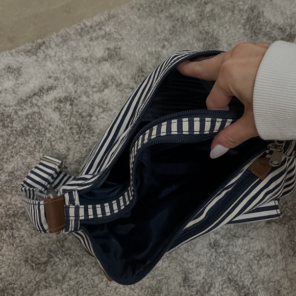 Crossbody Shoulder Bag Sailer Stripe Leather Buckles - Picture 5 of 6